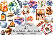 Silver Autumn Clipart, an Illustration by CitraGraphics (Thumbnail 1 of 5)