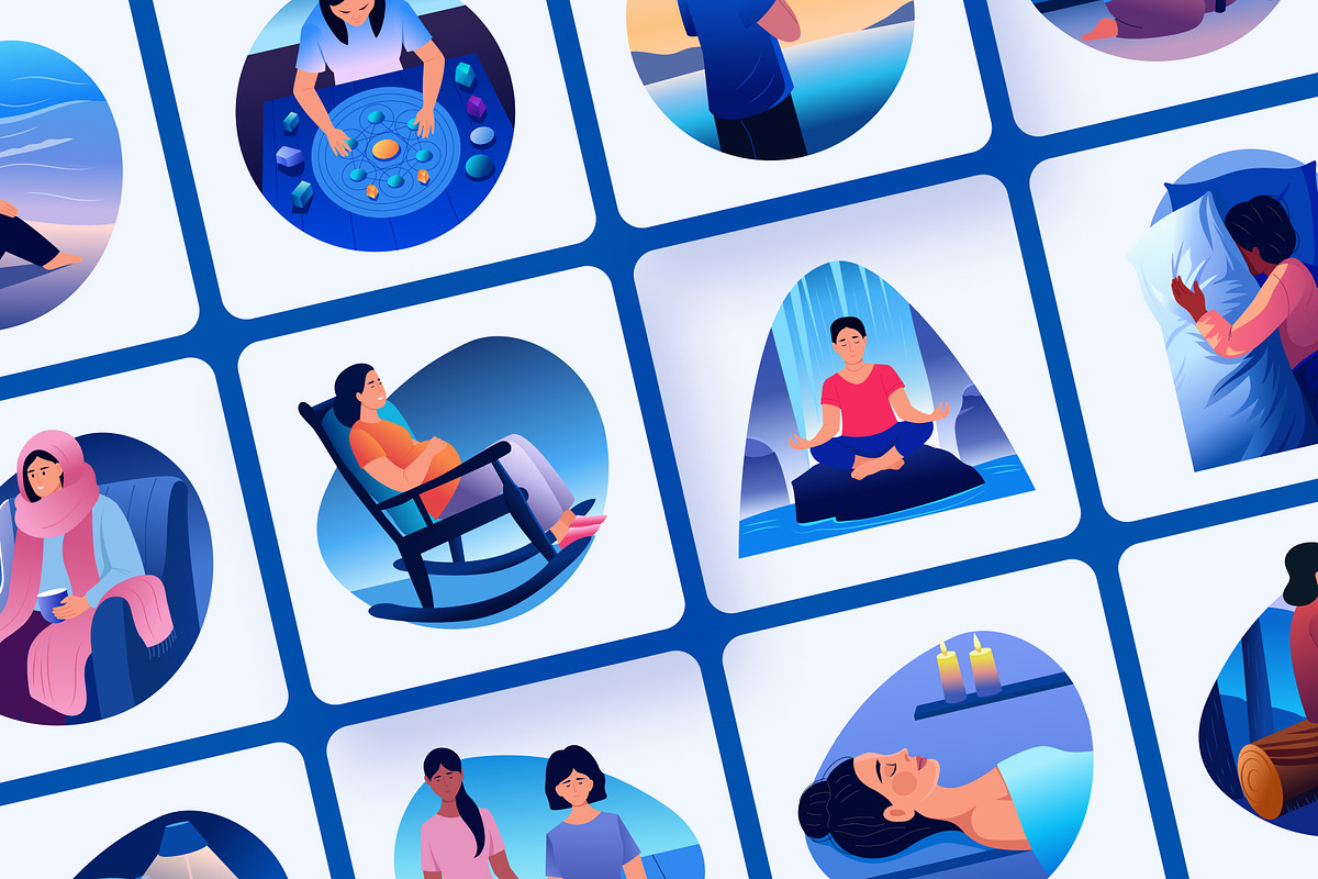 Sleep and Meditation Illustration, a Healthcare Illustration by Brickclay (Photo 6 of 9)