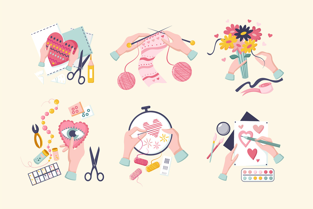 Hands create crafts, embroidery, a Decorative Illustration by ZinetroN ...