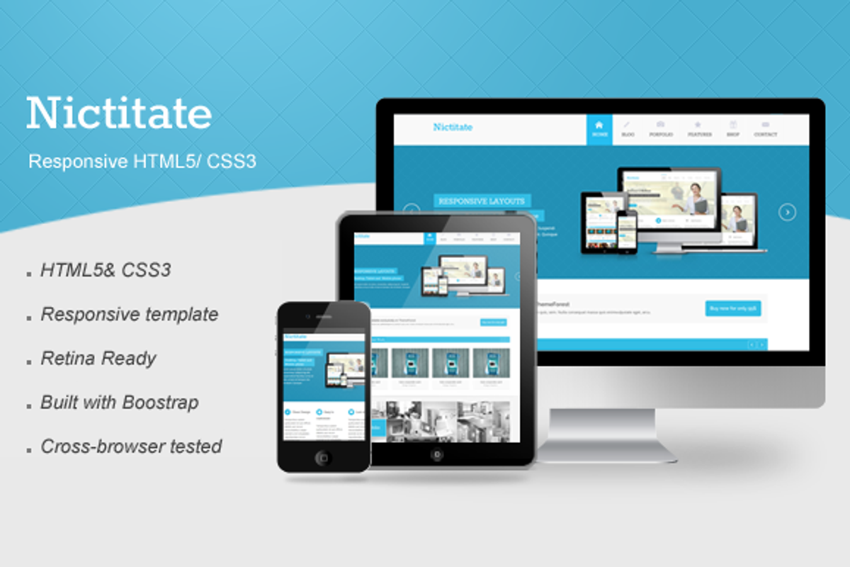 Nictitate – Responsive HTML5, a Websites & App Template by kopasoft