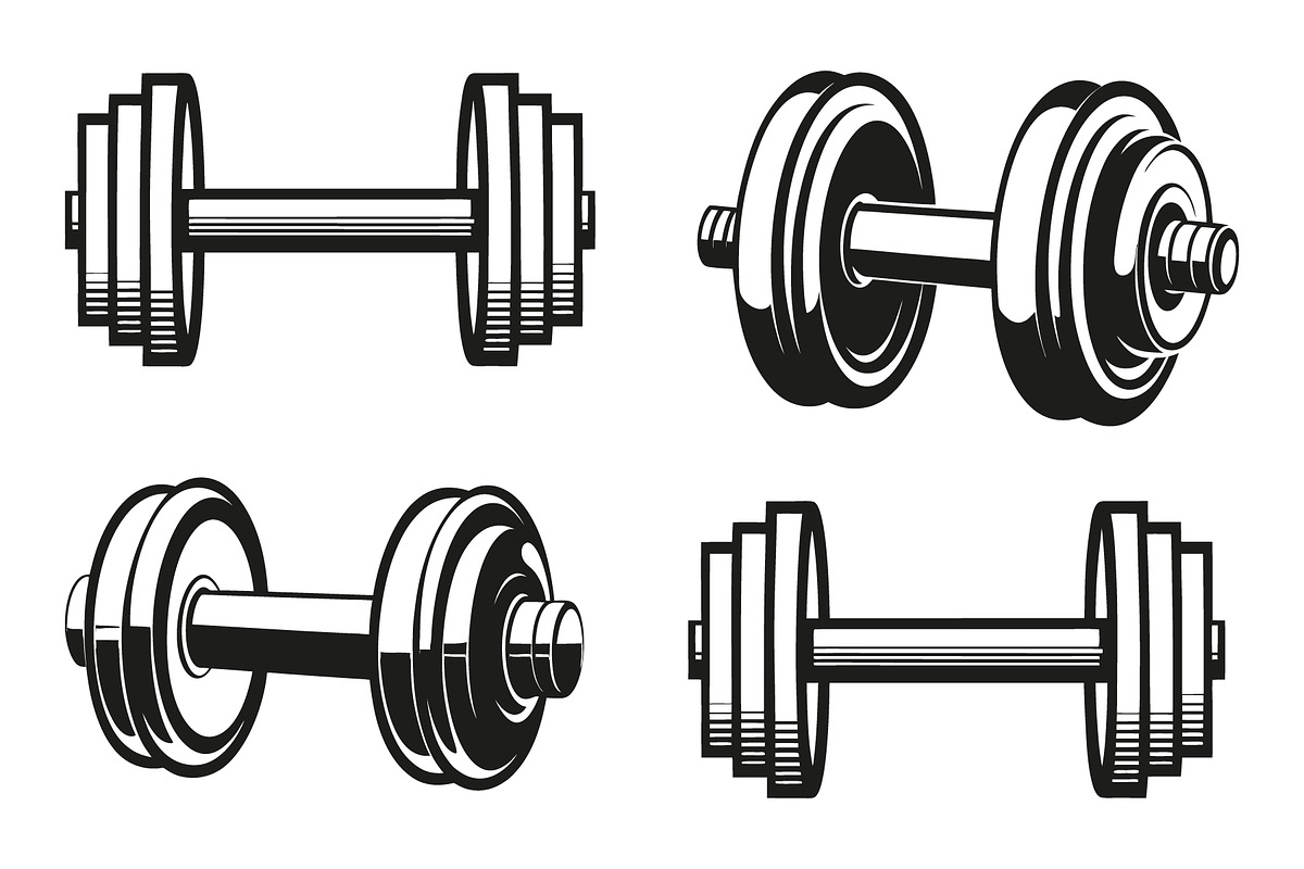 Two distinct dumbbell silhouettes, an Object Graphic by Billah Hub (Photo 1 of 3)