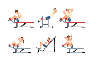 Man and Woman at Gym Training with, a Person Illustration by TopVectors