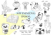Swimming Pool Hand Drawn Clipart, an Illustration by Anastasiya Klempach (Thumbnail 1 of 7)