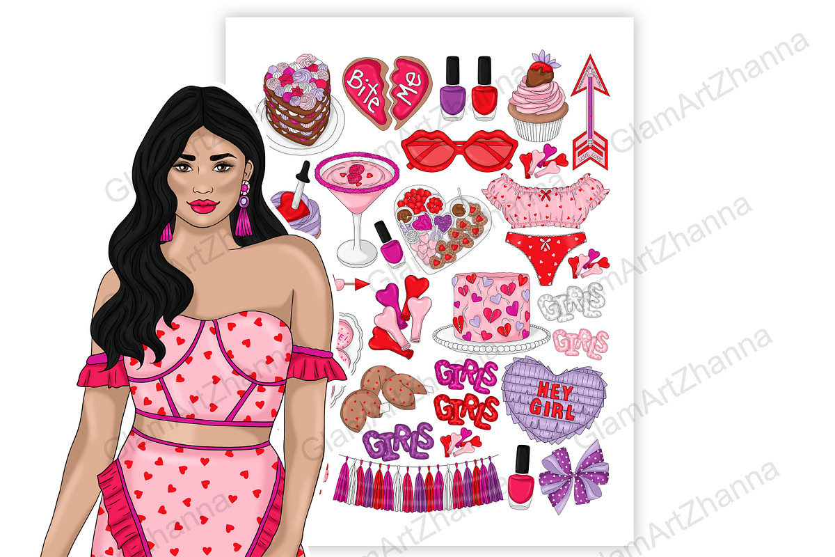 Galentines Stickers 2,25x1,5, a Stationery Template by GlamArtZhanna (Photo 6 of 6)