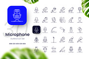 Microphone icon set, an Outline Icon by cidcud_graphic (Thumbnail 1 of 2)
