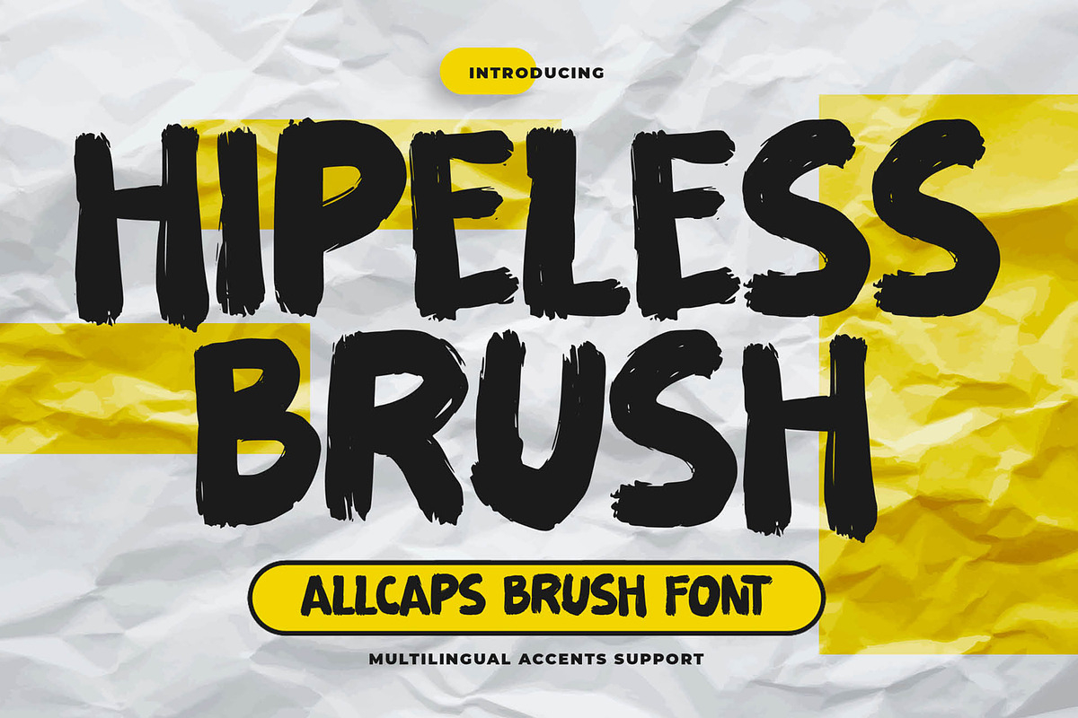 Hipeless Brush - All Caps Brush Font, a Font by Gassstype (Photo 1 of 8)