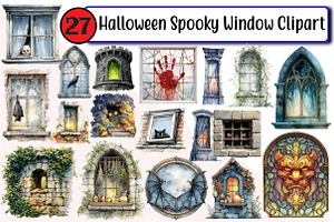 Halloween Spooky Window Clipart, an Illustration by Design Market