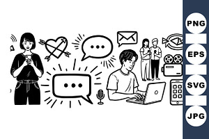 Modern Communication Icon Set, an Illustration by designvectx