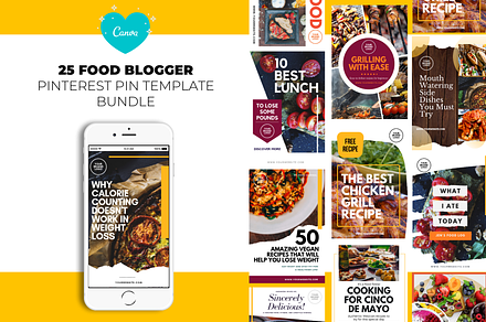Foody Love Pinterest Template Canva, a Marketing Template by The Blog Creative