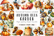 Watercolor Autumn Bees Garden Clipar, an Illustration by CreationArt (Thumbnail 1 of 9)