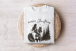 Cowgirl Christmas PNG, Vintage