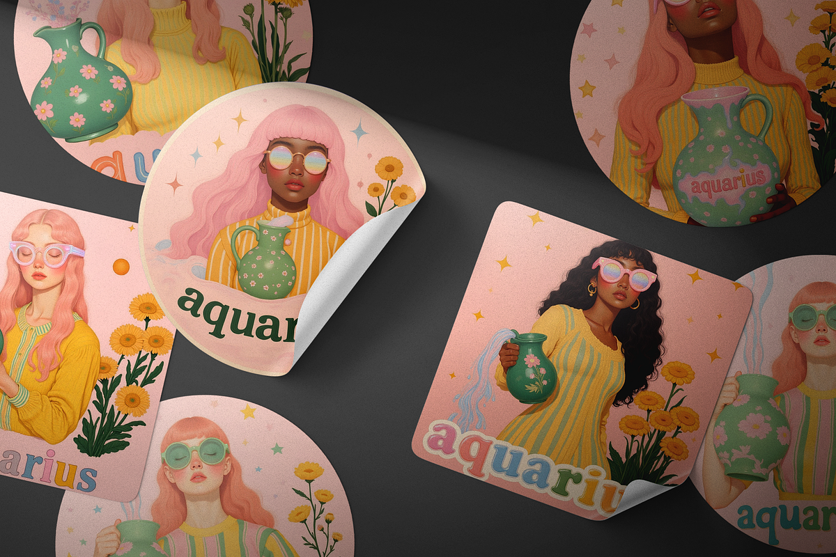 Aquarius Soulvisions Sticker Set, an Object Graphic by Jakayla Digital Co (Photo 4 of 7)