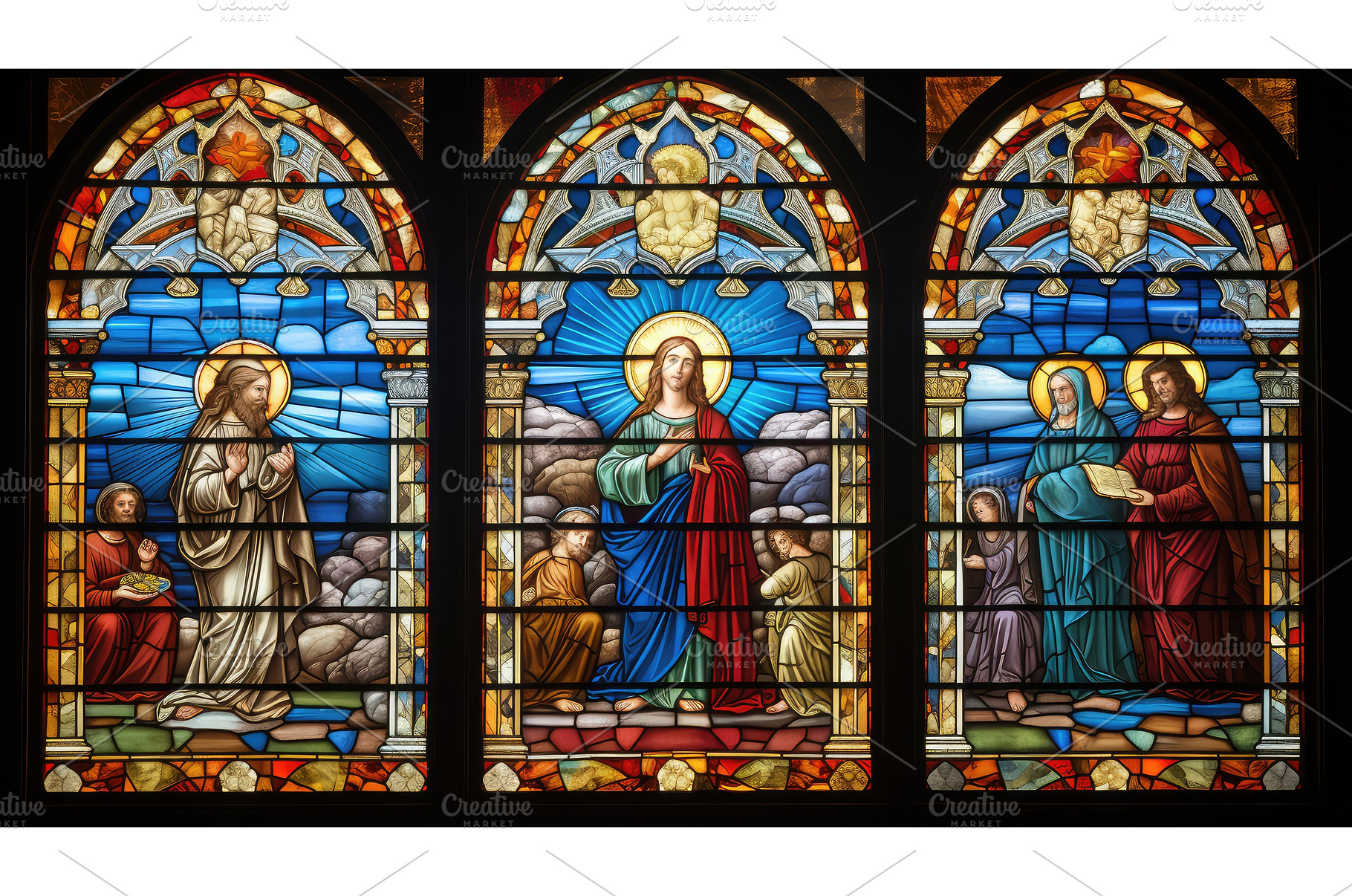 window catholic stained glass ai, an Architecture Photo by pikepicture