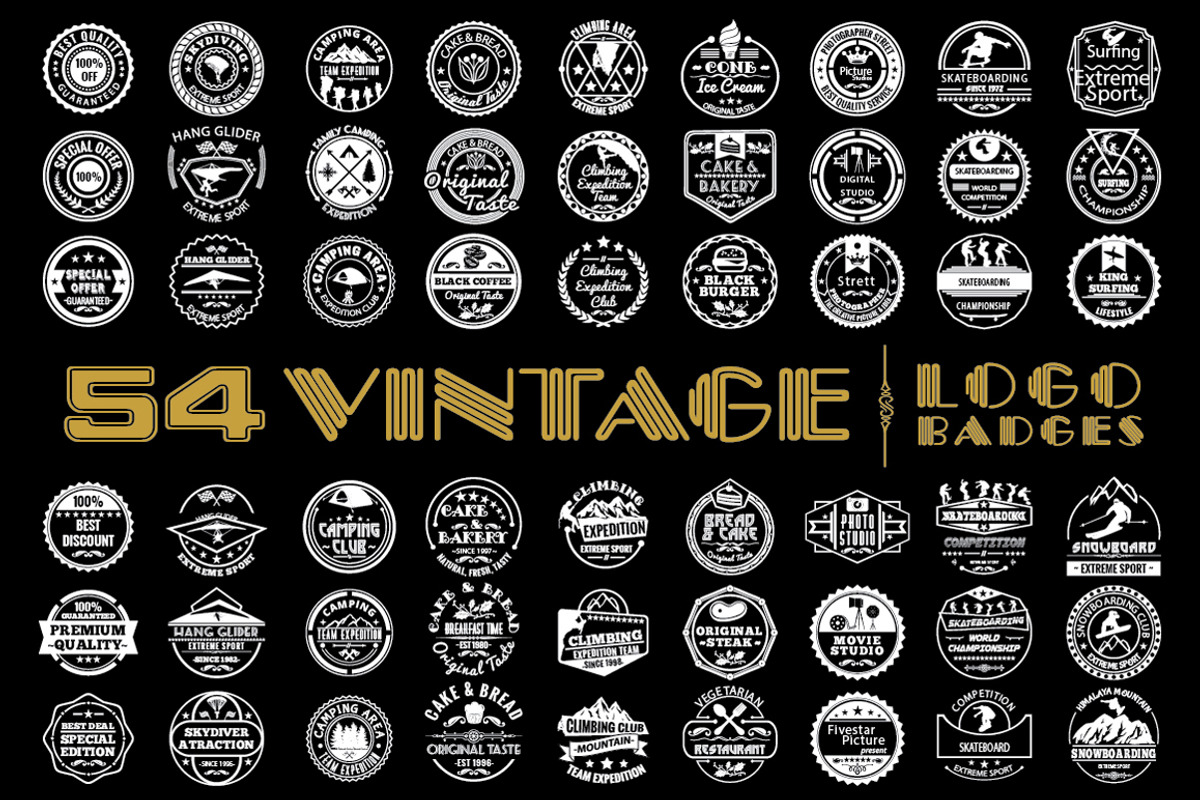 54 Vintage Logo Badges, a Branding & Logo Template by on3stepThemes