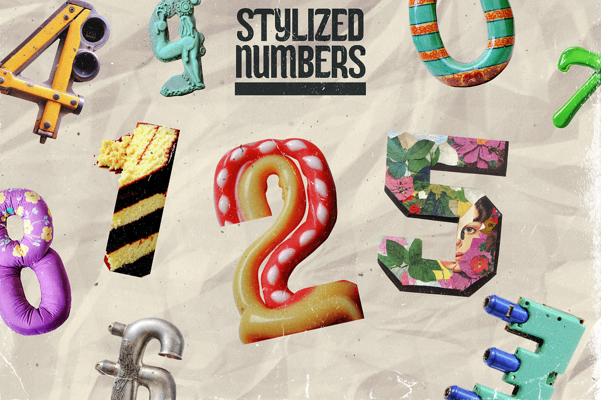 100 Stylized Numbers for Collage Art, an Object Graphic by Megan Aili Designs (Photo 1 of 12)