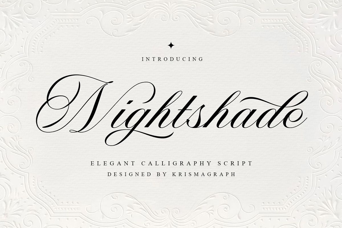 Nightshade – Elegant Calligraphy, a Script Font by Krismagraph (Photo 1 of 10)