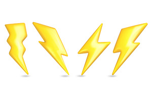 3d lightning icon. Bolt electric, an Object Illustration by Frogella