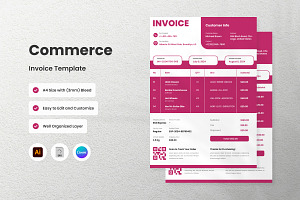 4 Set Commerce Invoice Template, a Print Template by twinstd