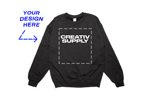 Black Sweatshirt Mockup Gildan 18000