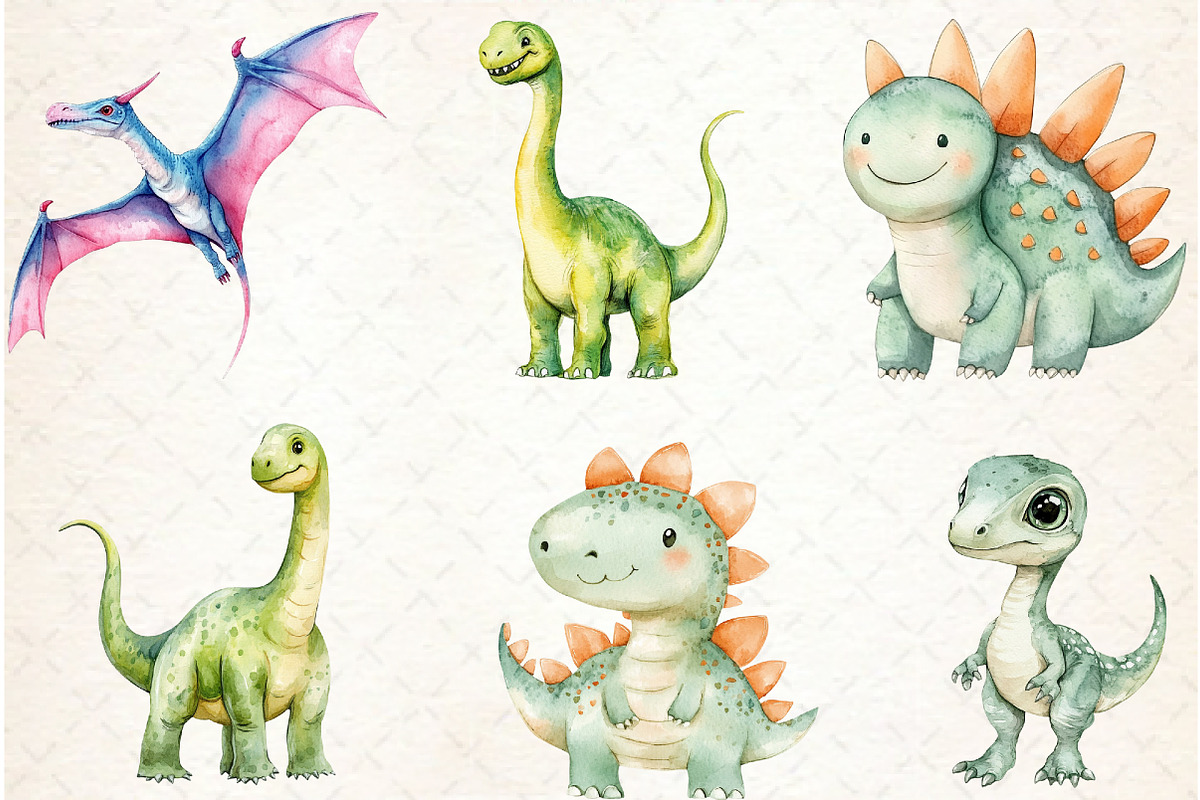 Watercolor Paleontology Dinosaur, an Illustration by Watercolor design (Photo 3 of 4)