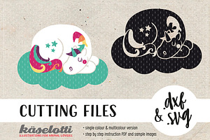 SVG DXF cut file sleeping unicorn