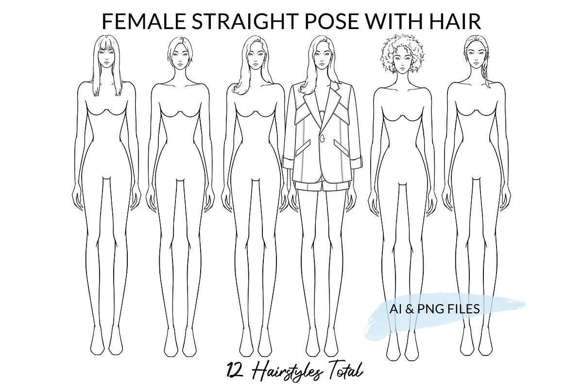 Female Straight Pose with Hair, a Person Illustration by Art by Lin