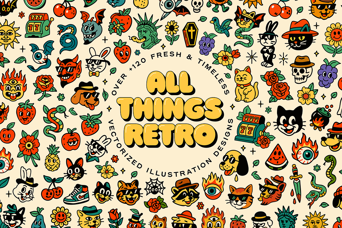 All Things Retro llustrations, an Object Graphic by Bnick (Photo 1 of 9)