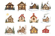 Watercolor Christmas Cabin, an Illustration by Design Market (Thumbnail 3 of 3)