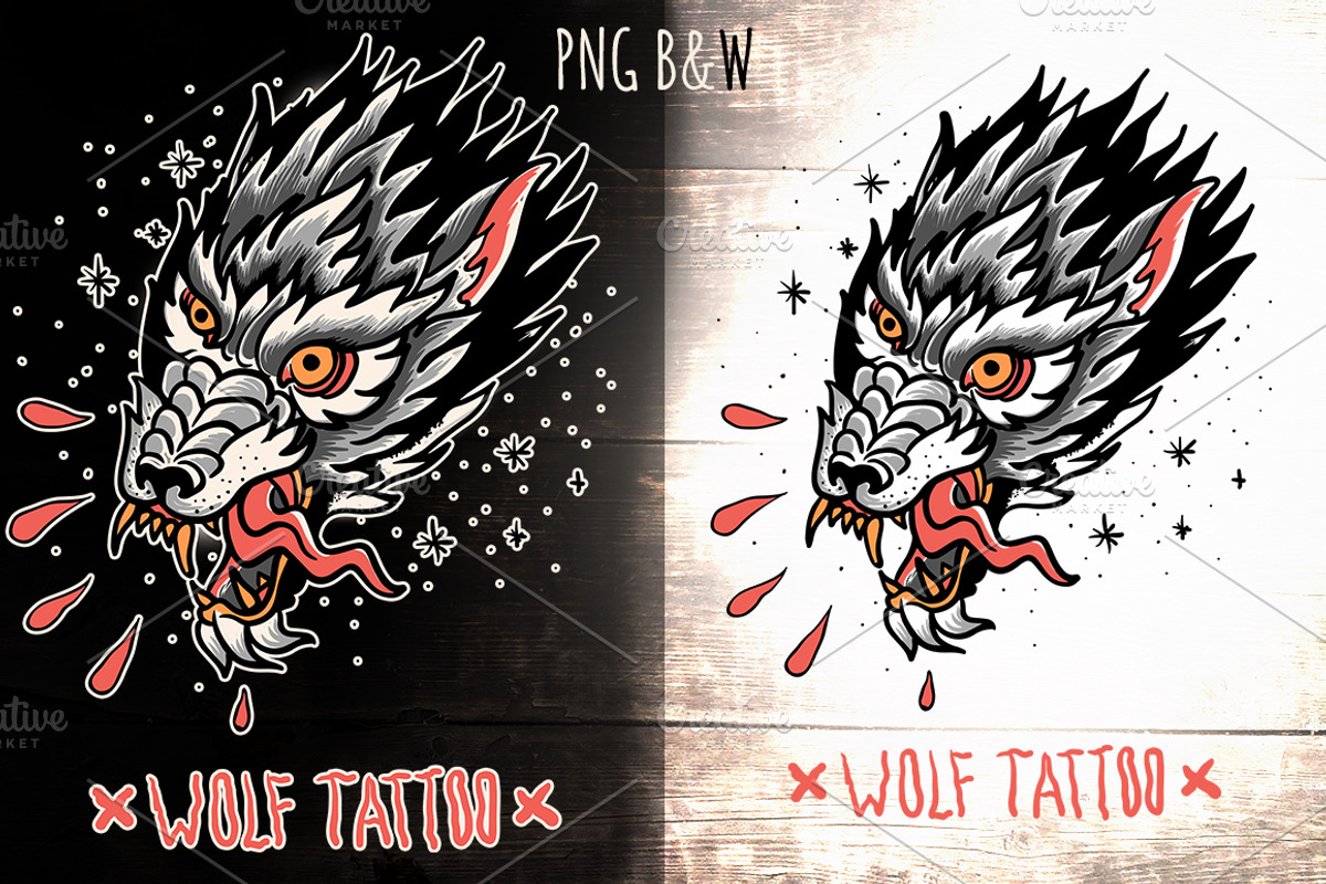 The Wolf Head traditional tattoo, an Animal Illustration by Mak_Art (Photo 2 of 2)