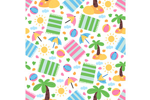 Cartoon beach accessories seamless, a Sport Illustration by Vectorbuum