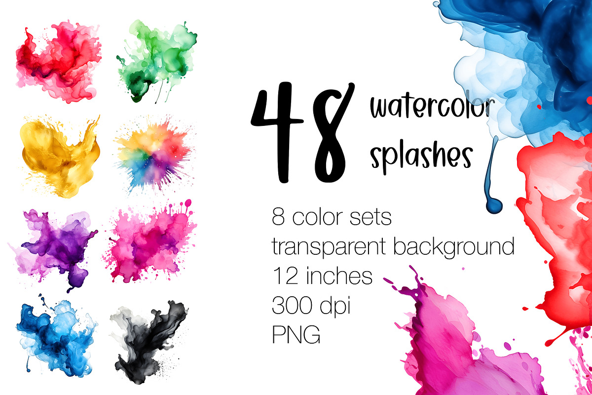 Splashes watercolor clipart bundle, an Object Graphic by MariiaVD (Photo 1 of 4)