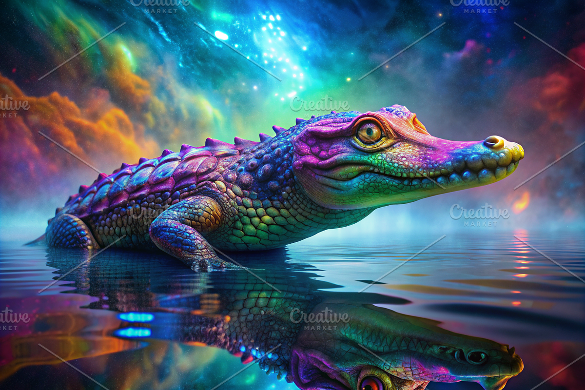 Vibrant Alligator Print, an Animal Illustration by ZobaDepot (Photo 1 of 4)