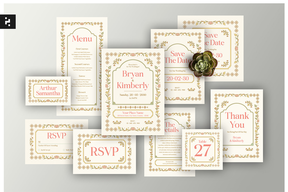 Timeless Grace Wedding Suite, a Card Template by Neermana (Photo 1 of 4)