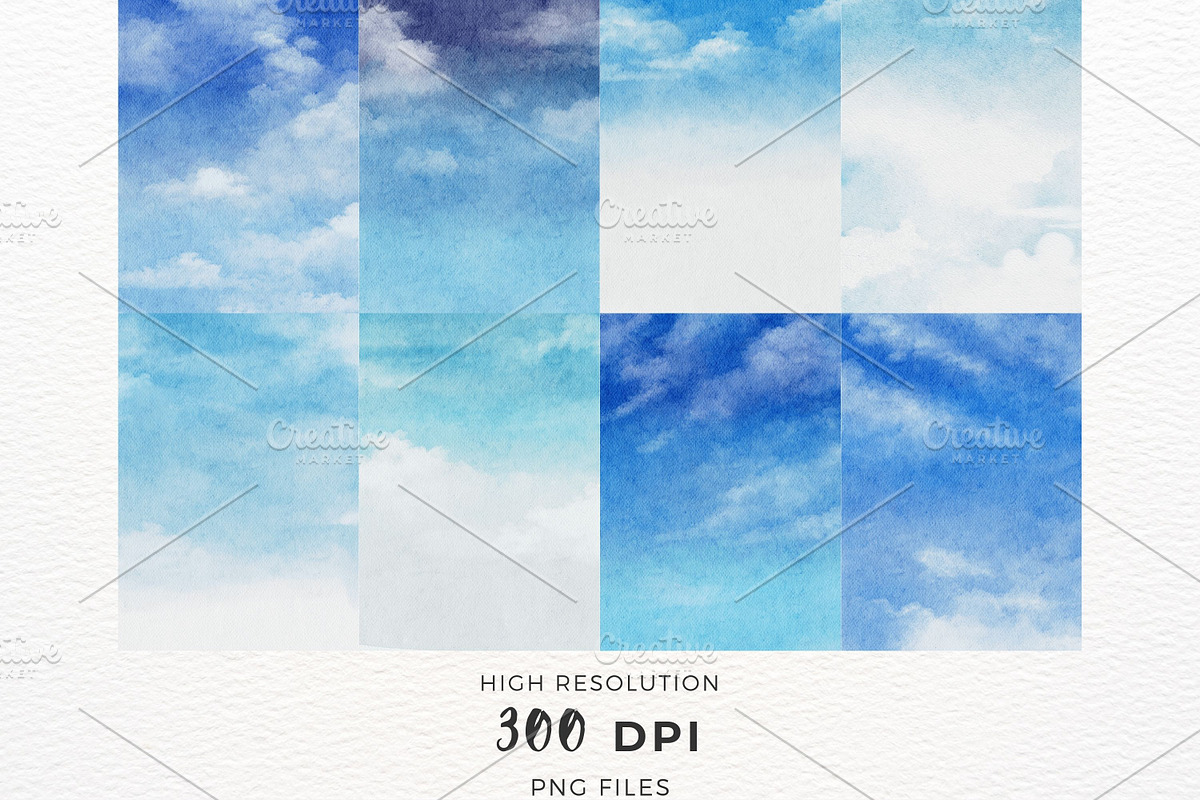 Blue Sky Watercolor Backgrounds, a Texture Illustration by ArtbyHien (Photo 4 of 4)