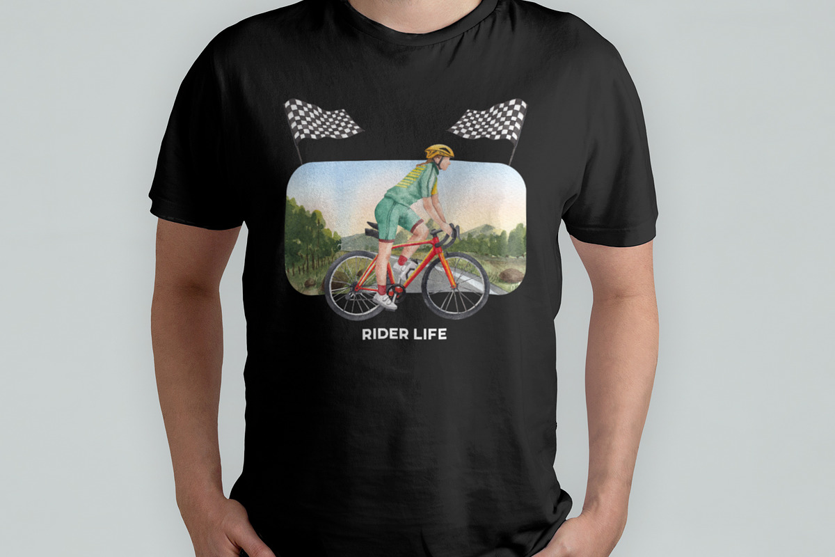 Bicycle Riding Watercolor, a Decorative Illustration by CreativeValuation (Photo 8 of 12)