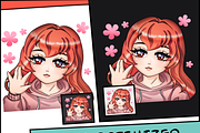 Red Long Hair Chibi Twitch Emotes, an Illustration by Custom Fonts & Patterns (Thumbnail 7 of 9)