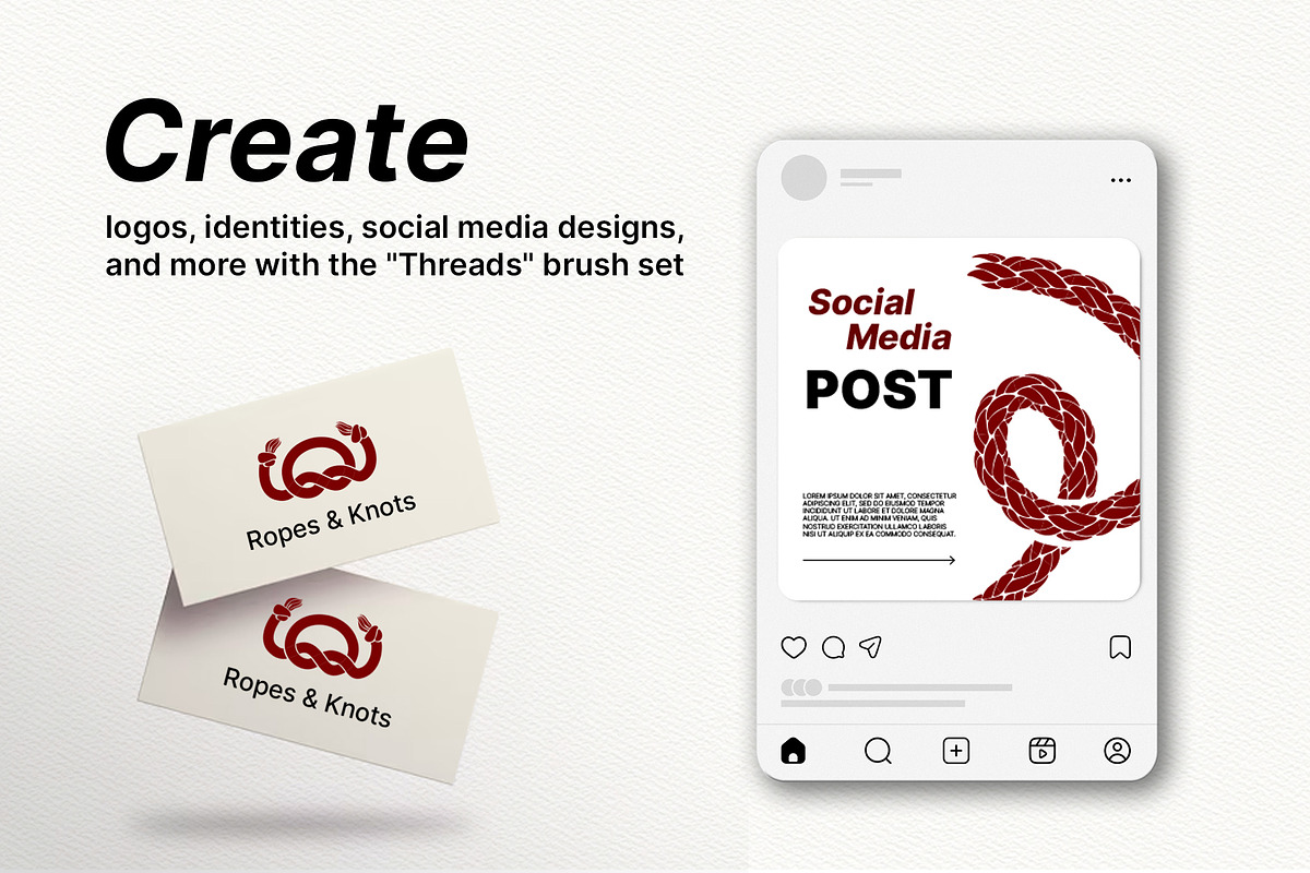 Threads Brushes Set for Illustrator, a Brush Add-On by Garden in frame (Photo 5 of 6)