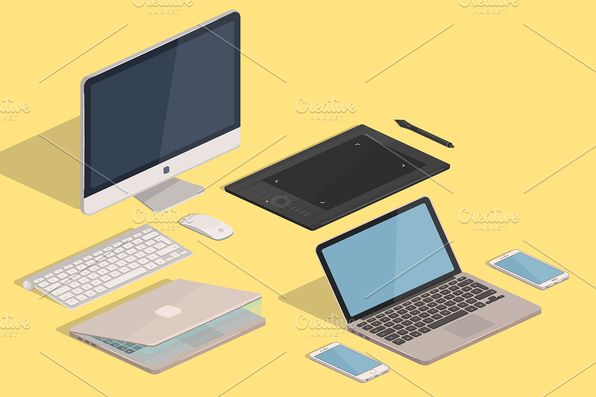 Workspace VECTOR isometric icons, a Finance Illustration by Natalka Dmitrova art (Photo 7 of 16)