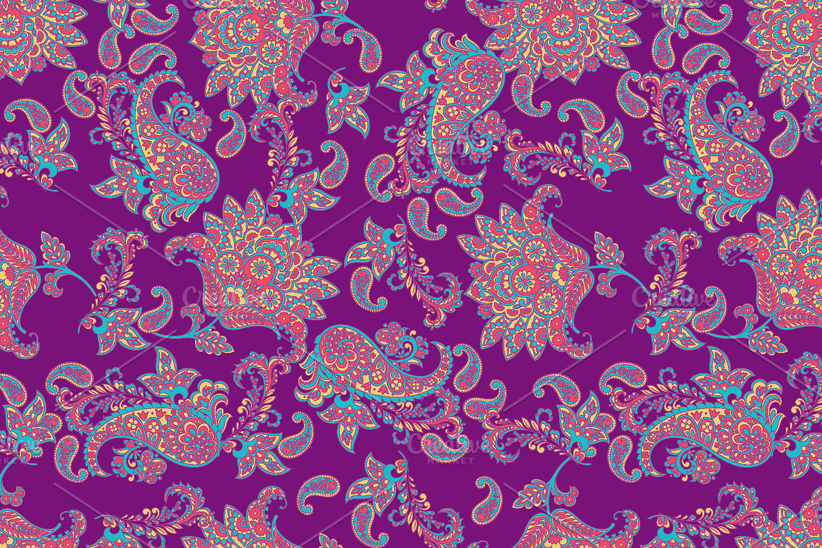 6 Paisley Seamless Floral patterns, a Pattern Graphic by antalogiya (Photo 3 of 7)