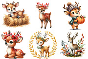 Autumn Cute Deer Clipart, a Seasonal Illustration by Designworld (Thumbnail 4 of 6)