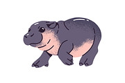 Cute hippos set + seamless patterns, an Animal Illustration by PaperTrident (Thumbnail 10 of 14)