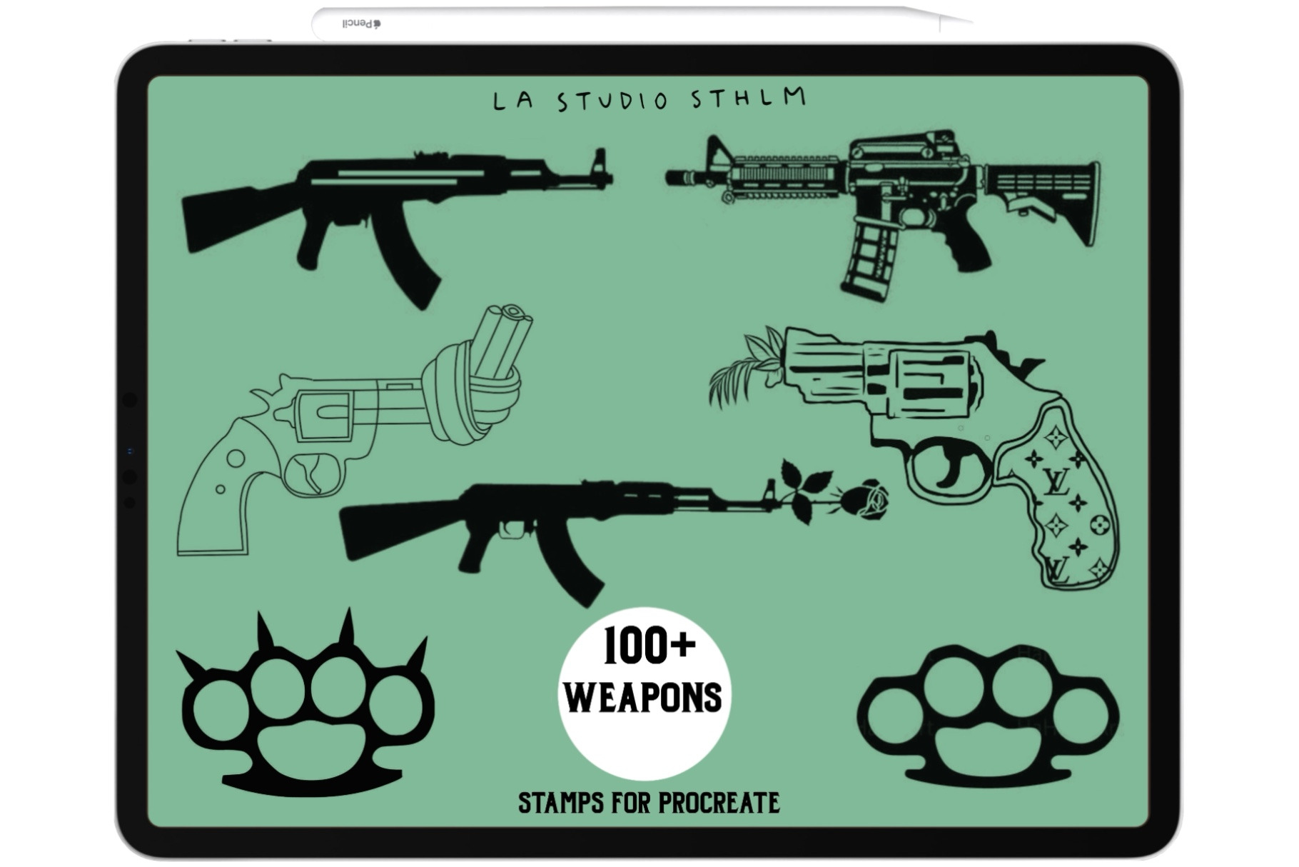 Weapons - Procreate Tattoo Flash Stamp Set