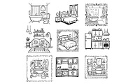 Funny doodle apartment interiors svg, an Object Graphic by SketchArtStudio (Thumbnail 3 of 3)