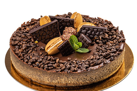 Chocolate cake decorated with melted chocolate, a Background Photo by Grafvision photography