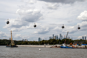 Cable car runs over the Moskva River, a Transportation Photo by Schreibikus