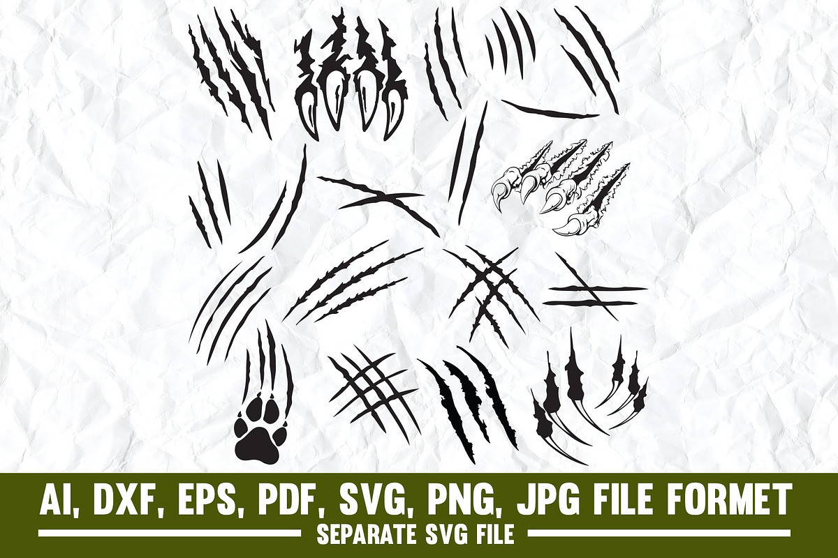 Claw Mark,claw,mark,animal,paw svg, an Object Graphic by VectorArtPrintableDesign