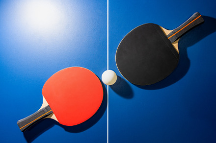 Top view black and red table tennis containing ping pong, table tennis, and, a Sports & Recreation Photo by yongkiet jitwattanatam