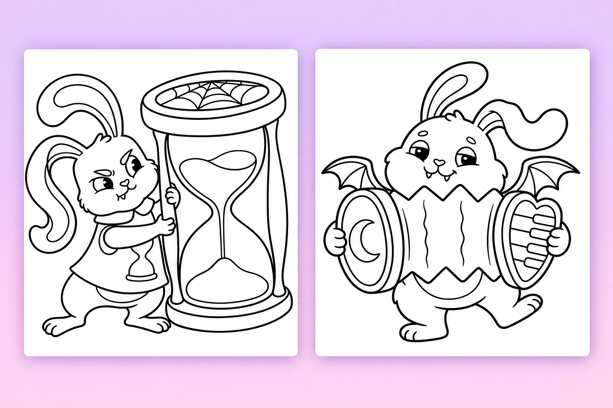 Spooky Bunnies Coloring Pages Vol. 2, an Animal Illustration by Inkivelle Studio (Photo 2 of 3)