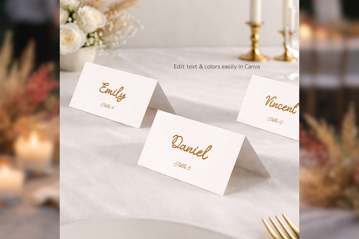 Wedding Place Cards Template bd003, a Card Template by TyphoonStudio (Photo 6 of 9)