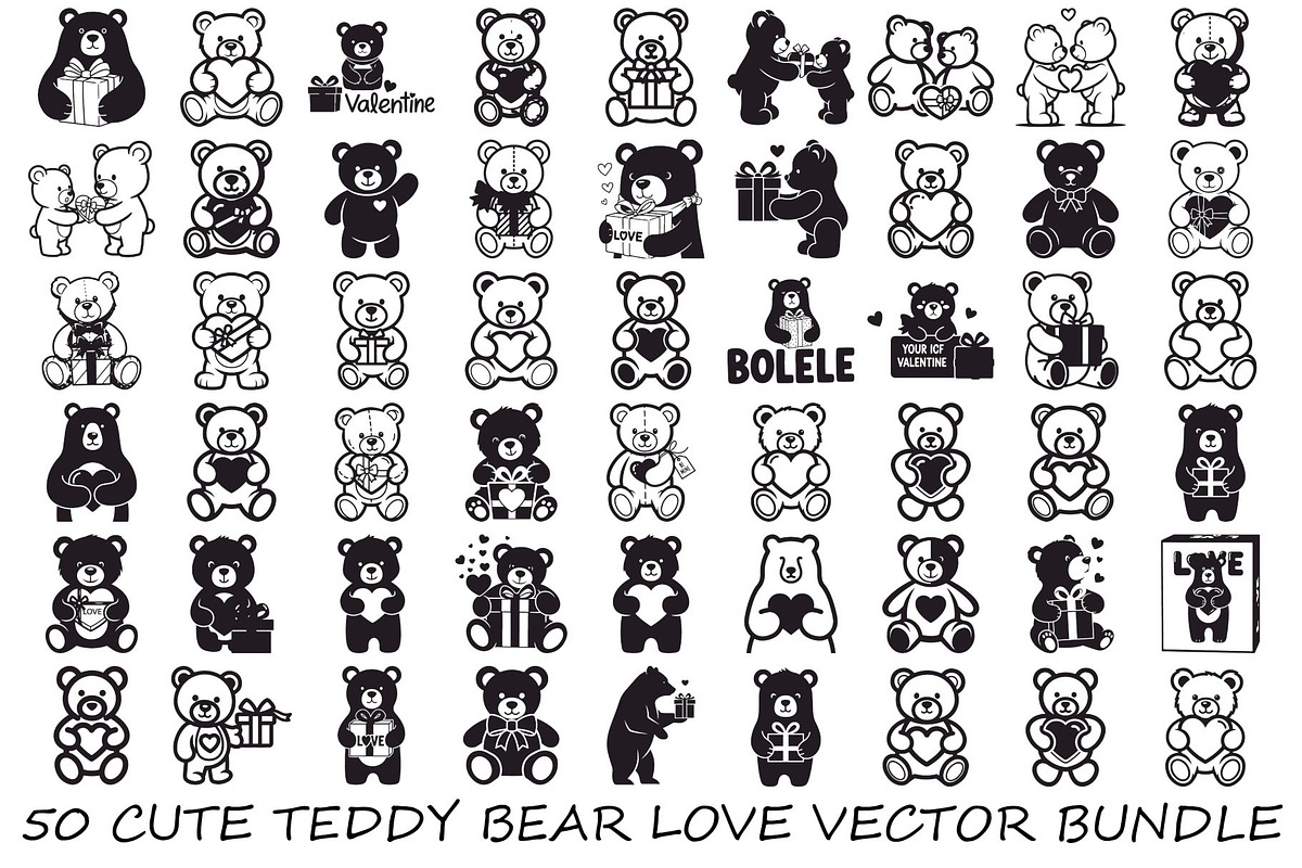 Cute Teddy Bear Love Vector Bundle, an Illustration by Designs_River (Photo 1 of 51)
